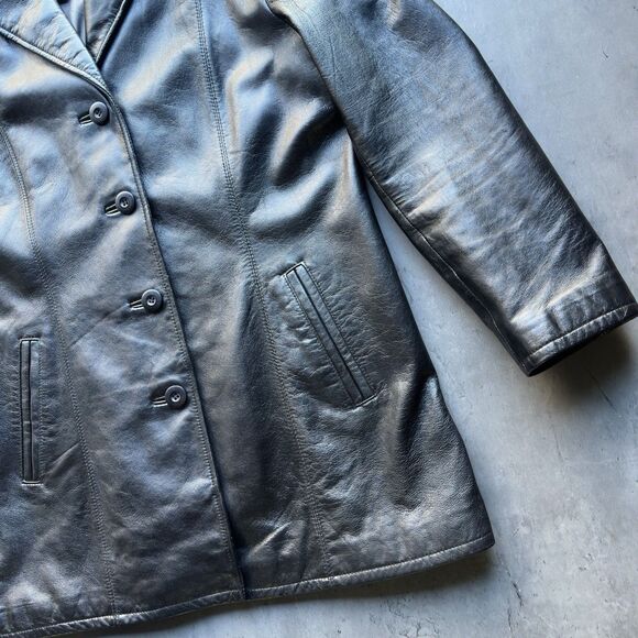 Wilsons Soft Plush Leather PELLE Studio Mid Long Jacket Coat Lined Womens Size L - Picture 9 of 14